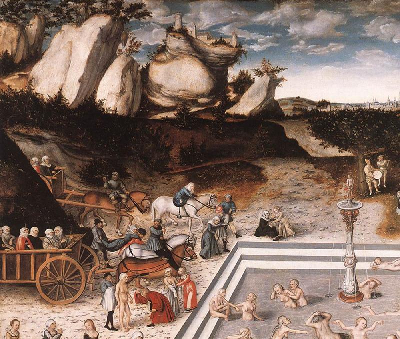 CRANACH, Lucas the Elder The Fountain of Youth (detail) dfg oil painting image